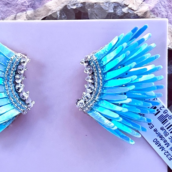 🌺🎉HP🎉🌺 NWT Mignonne Gavigan Mini Madeline Earrings Metallic Blue - Picture 8 of 16